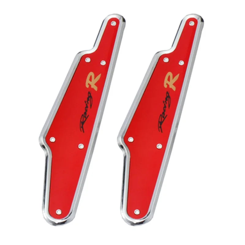 A pair of red and silver car wiper pressure regulator boosters.