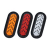 Three LED tail light assemblies in orange, red, and white for trucks and trailers