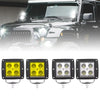 Four universal LED work light mount brackets designed for vehicle hoods.