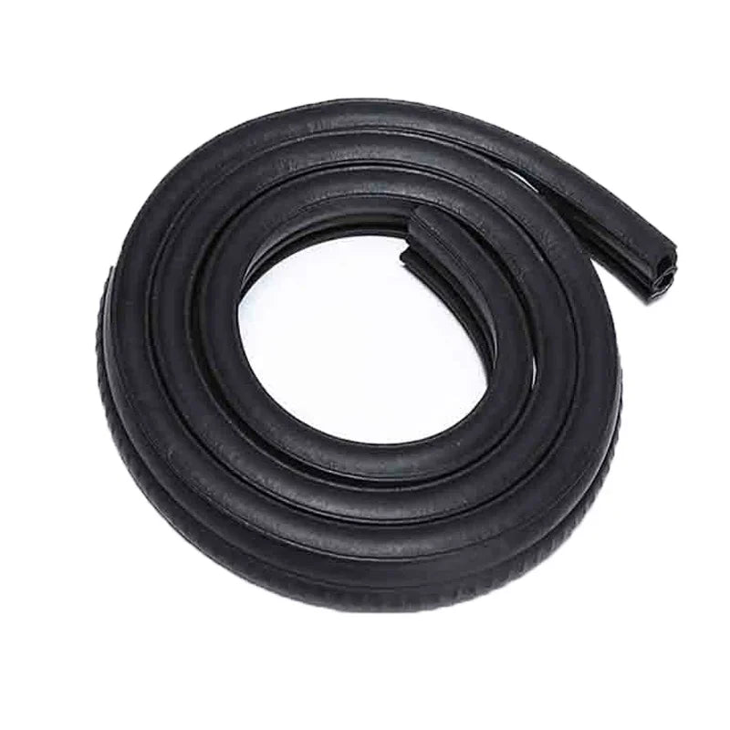 Black durable U-shaped door edge seal strips rolled into a coil.