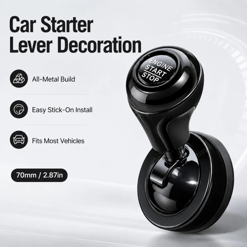 A black engine start stop lever decoration with an engine start stop mechanism.
