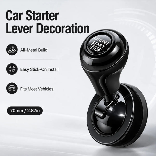 A black engine start stop lever decoration with an engine start stop mechanism.
