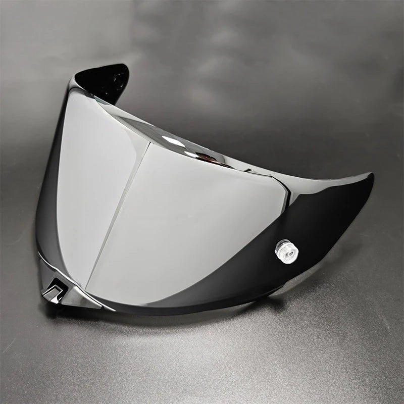 A glossy black replacement motorcycle helmet visor shown from a side angle.