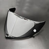 A glossy black replacement motorcycle helmet visor shown from a side angle.