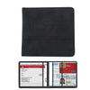 Black PU leather document organizer featuring a silhouette of a car and text for registration and insurance.