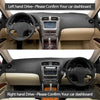 Two views of an anti-slip dashboard cover for a Lexus IS series car showing the steering wheel and interior panel.