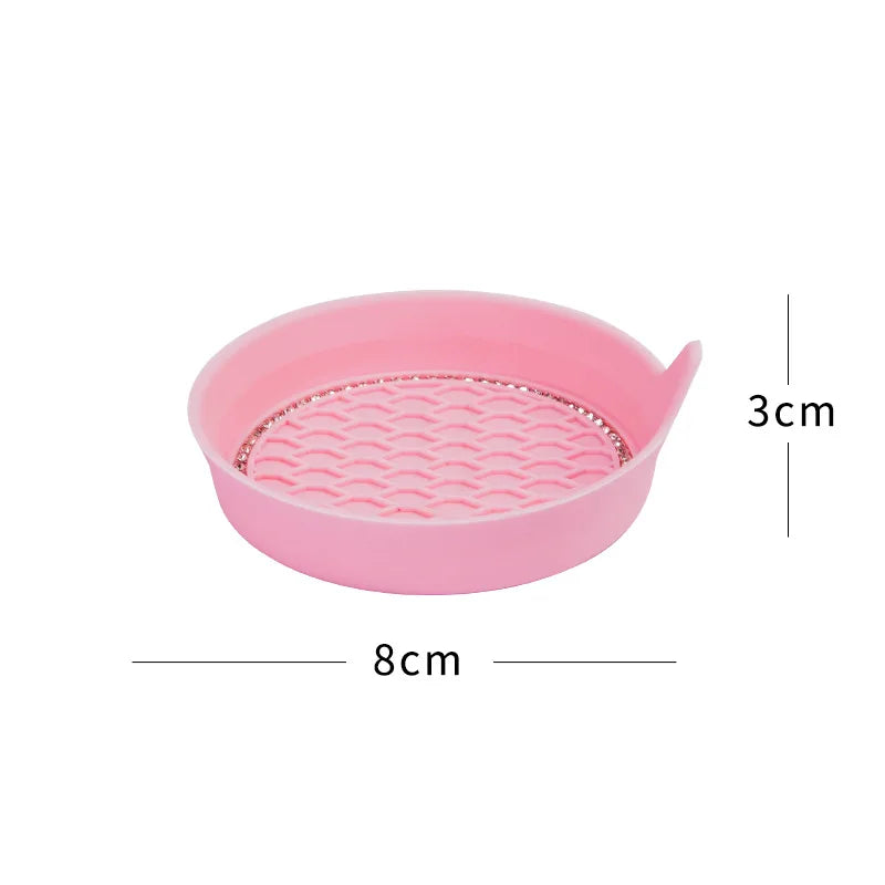 Pink rhinestone car cup holder coaster with a textured surface and 3cm height and 8cm diameter.