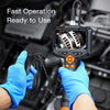 A hand in a blue glove holds an industrial HD inspection camera with a flexible cable, ready for operation.