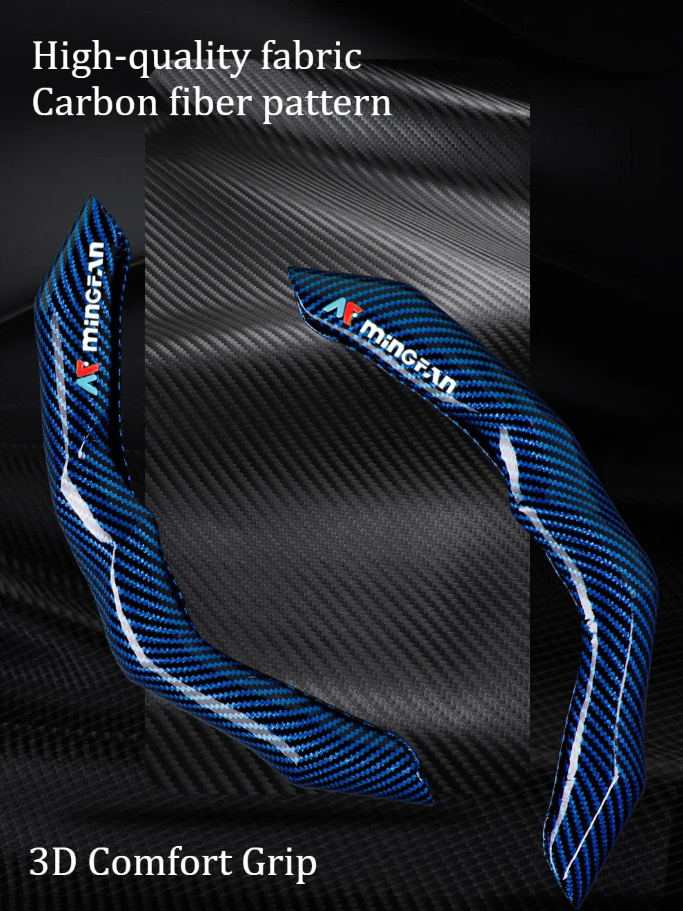 Blue carbon fiber pattern 3D comfort grip steering wheel cover