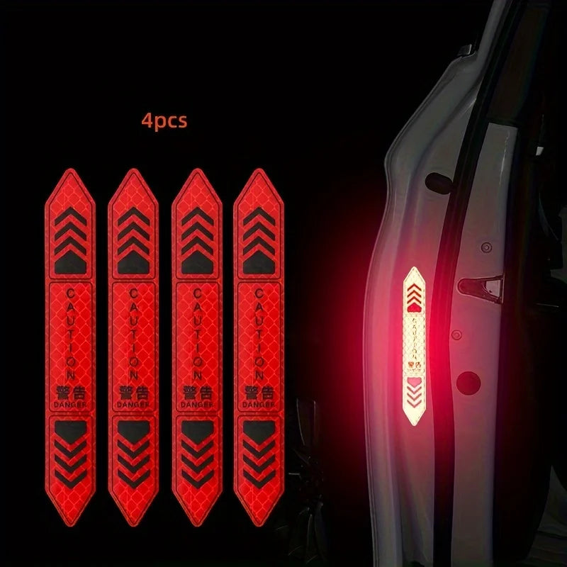 Four reflective decals warning for car door open danger