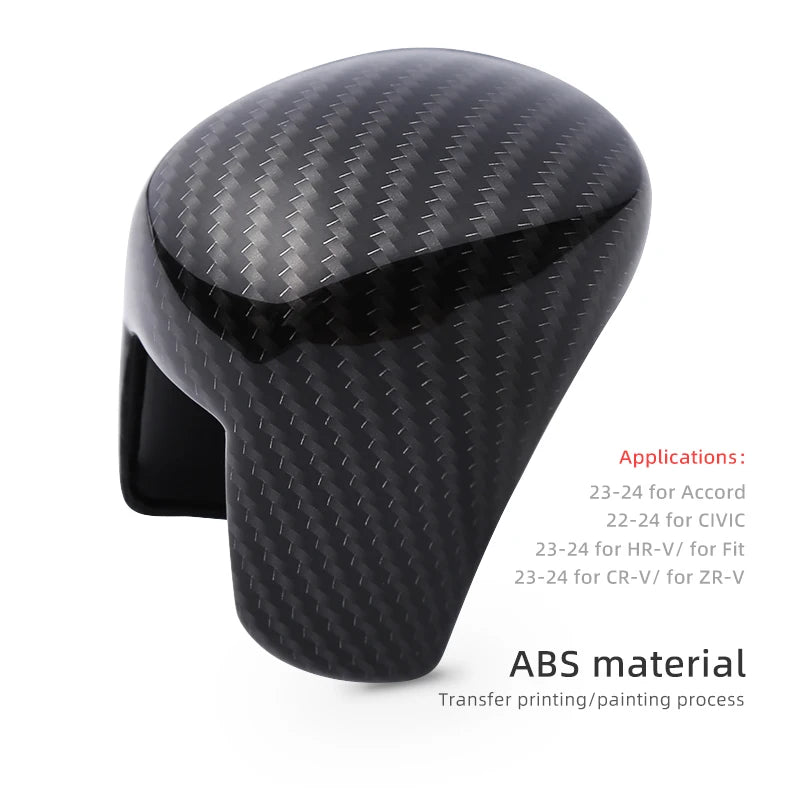 Black ABS interior knob gear protection cover with a textured pattern for Honda vehicles