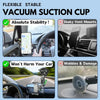 Flexible stable vacuum suction cup phone mount for car windshield used to hold a smartphone