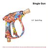 A single gun with a hand-painted graffiti design and a 1/4 quick plug for high-pressure water cleaning.