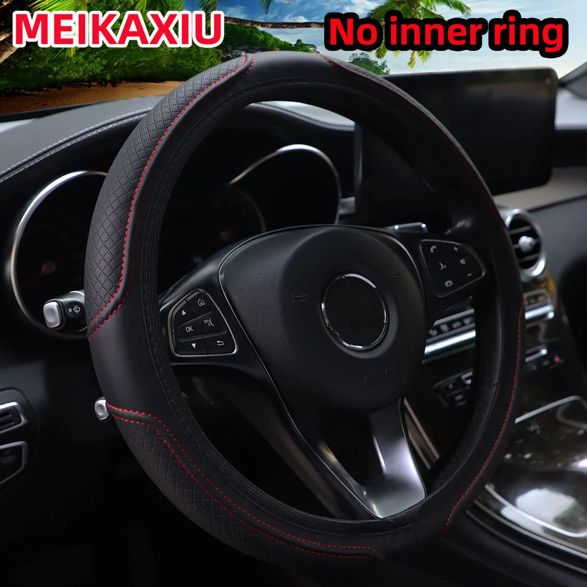PU Leather Embossed Steering Wheel Cover