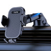A black TOPK 360° rotating car phone mount is shown mounted on a dark car dashboard.