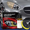 Boîte pour kit de réparation de phare de voiture montrant avant et après sur une lentille de phare.