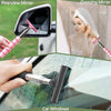 A set of tools for cleaning car windows and mirrors, including a squeegee and a dressing mirror.