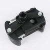 Black adjustable oil filter wrench with serrated jaws and a handle