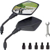 A black high-visibility motorcycle rearview mirror with a mounted display and adjustable arm.