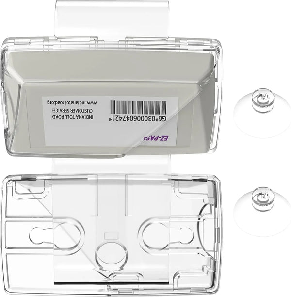 حامل EZ-Pass بلاستيكي شفاف متعدد الاستخدامات مع مثبت شفط لتركيب السيارة.