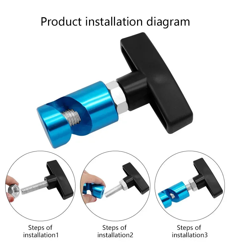 Installation diagram showing the assembly of a car anti-skid lifting rod for hood and trunk.