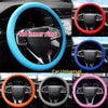 Various colored silicone steering wheel covers for car universal fit including blue, red, purple, and orange options