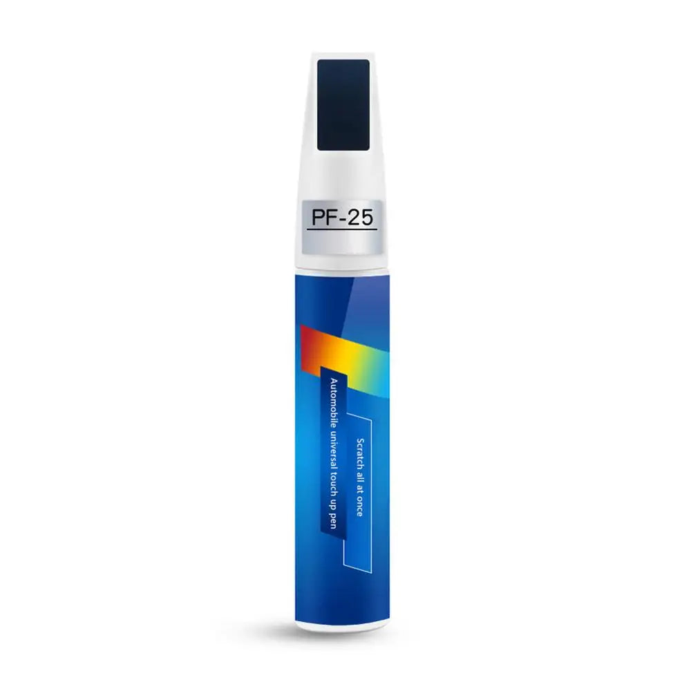 A white and blue touch-up paint pen with a black cap and brush tips labeled PF-25.