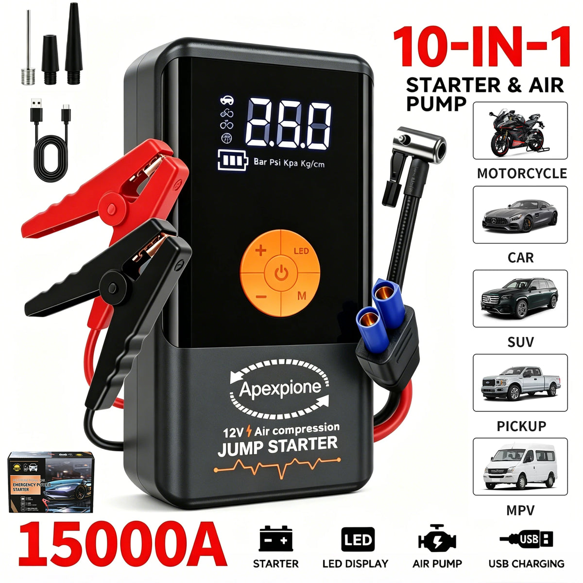 Portable Car Jump Starter and Battery Booster