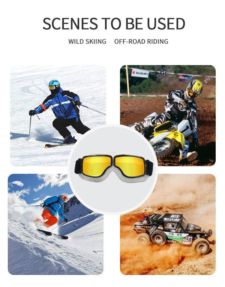 A collection of scenes showing wild skiing and off-road riding activities.