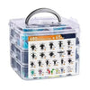 Clear plastic storage box containing 680 retainer clips and 45 pieces of fasteners.