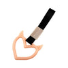 A pink heart-shaped car handle accessory with a black strap and a white plastic component.
