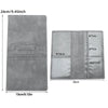 Gray PU leather document organizer featuring multiple pockets for car and driver's licenses
