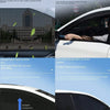 A car window is shown with a breathable mesh shade installed, demonstrating its fit and function.