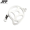 Silver motorcycle engine case protector cover with multiple circular openings
