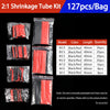 A set of heat shrink tubing kits in various sizes and colors, packaged for electrical insulation.