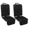 A pair of black universal car seat protectors with ISOFIX access for rear seats.