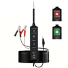 A black professional automotive electrical tester with probes and indicator lights is shown.