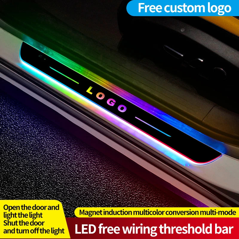 LED free wiring threshold bar with multicolor conversion multi-mode for custom logo lighting