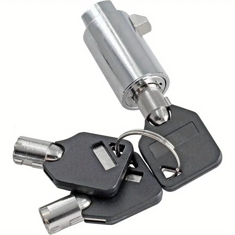 A set of universal vending machine security locks featuring a silver cylinder and black key cards.