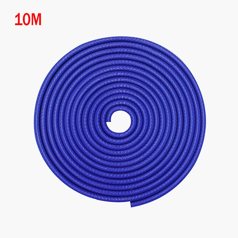 A roll of blue car door edge protector trim coiled into a circular shape.