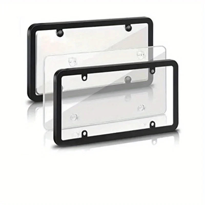 Protector frame in black acrylic for a universal car license plate.