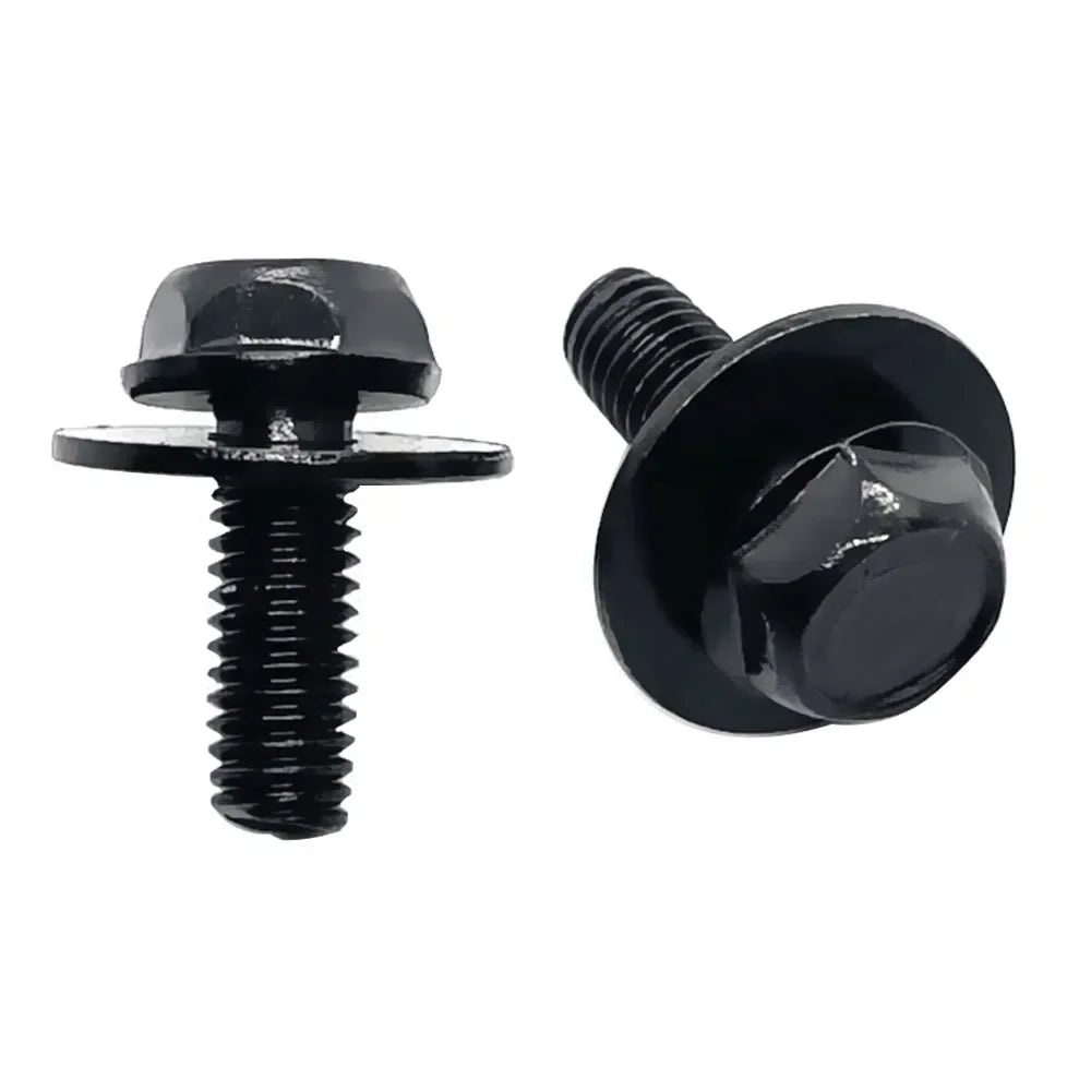 Un jeu de fixations et clips pour carrosserie de voiture, incluant un boulon et une écrou.