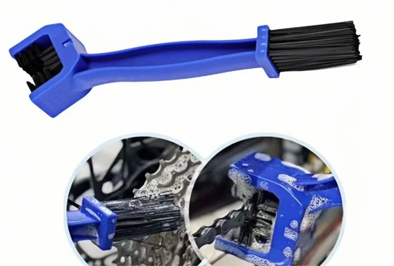 Kit limpiador de cadena para motocicleta azul resistente con cerdas negras
