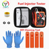A set of fuel injector testers and cleaning tools including a tester, injectors, and four pulse modes.