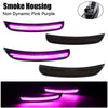 A close-up view of a non dynamic pink purple LED smoke housing side marker light.