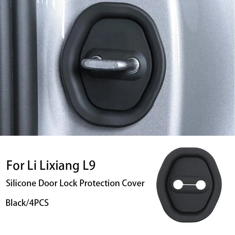 Black silicone door lock protection cover for Li Lixiang L9 car door.