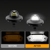 Before and after comparison of high brightness automotive LED license plate lights installation.