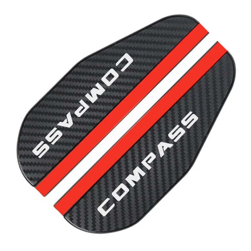 Black carbon fiber texture rain visors with red stripes for rearview mirrors