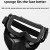 Black high-density sponge anti-fog goggles with a padded strap shown in a close-up view.
