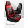 Black and red universal PU leather car seat covers shown in a side view.